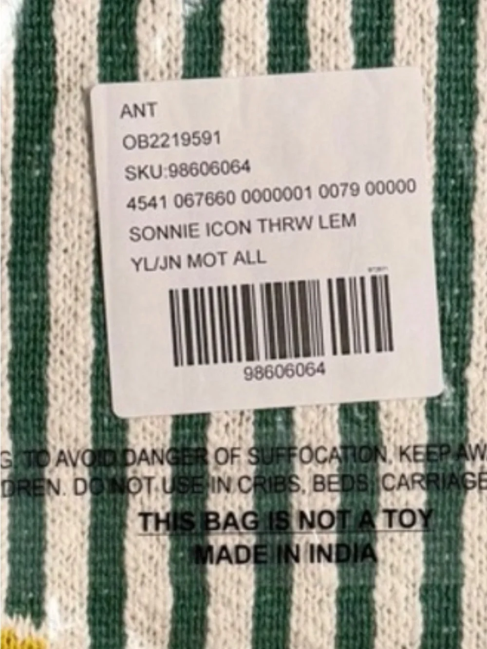 Anthropologie sonnie icon lemon Striped Throw